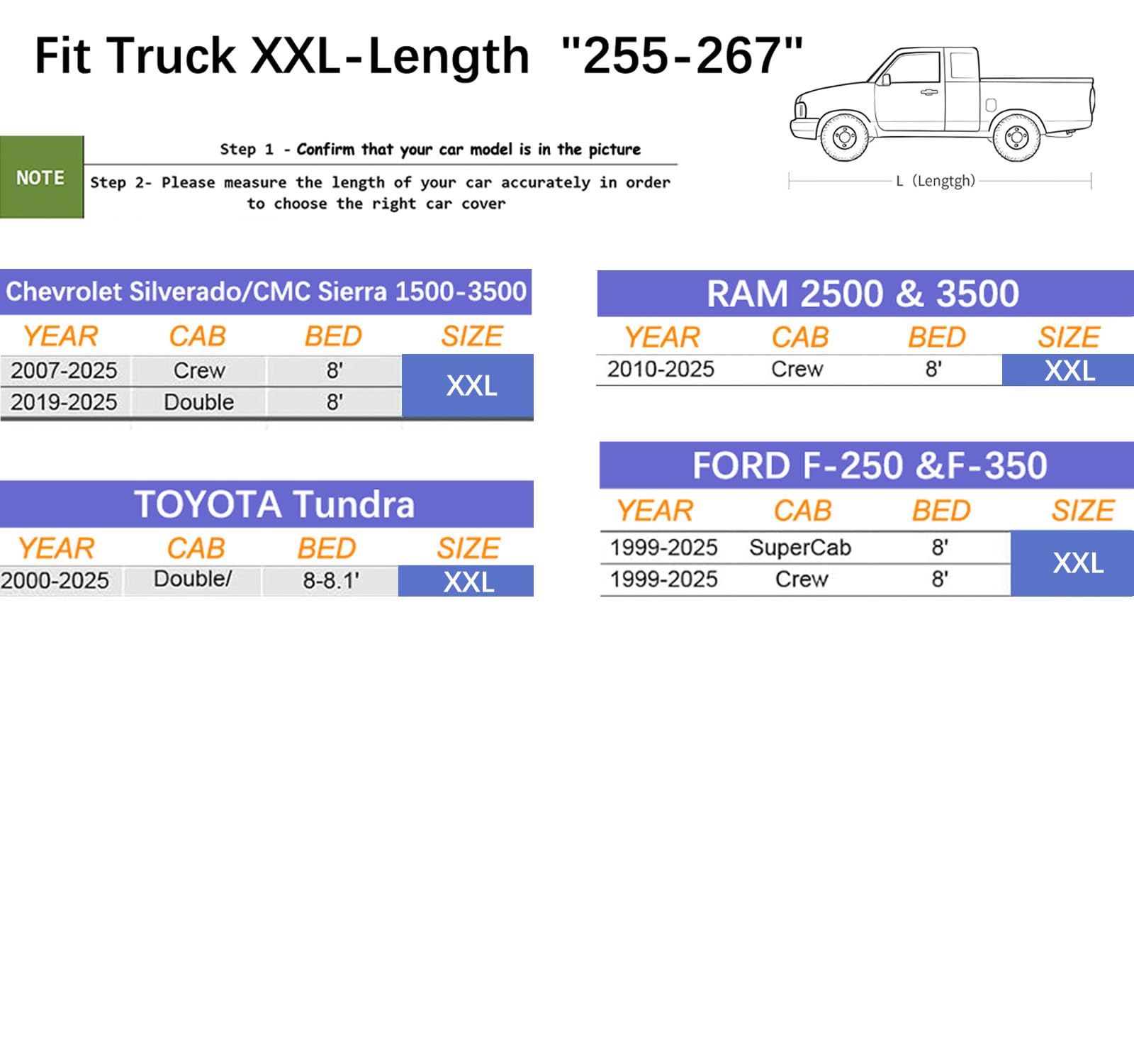 Truck Car Cover Waterproof All Weather Rain Snow UV Sun Protection Full Car Covers Ford F-250 350 450 — view 3