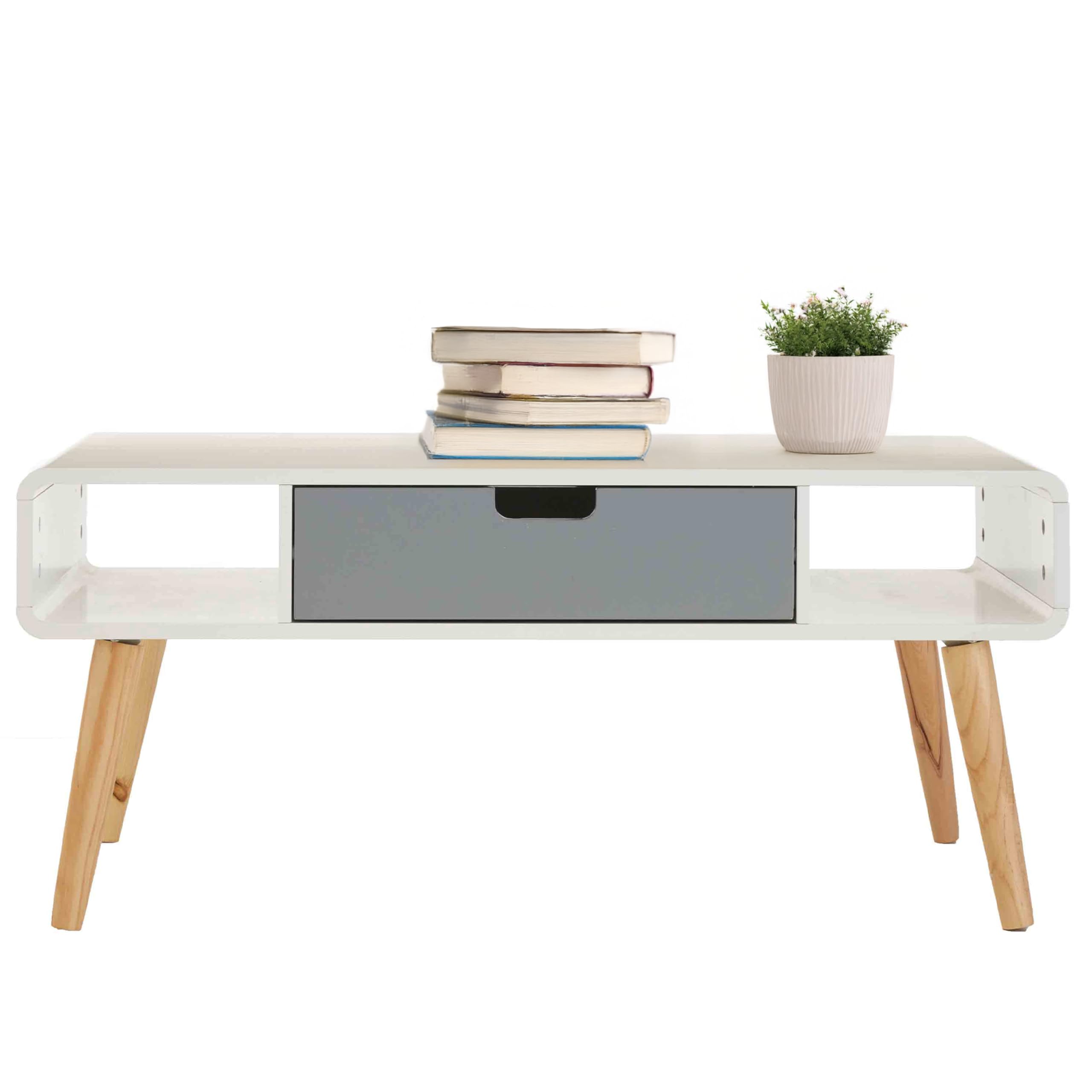 Premier Housewares Versatile Display Coffee Table, Compact Wooden Coffee Table, Light Weight Coffee Table With Storage Brown,Grey
