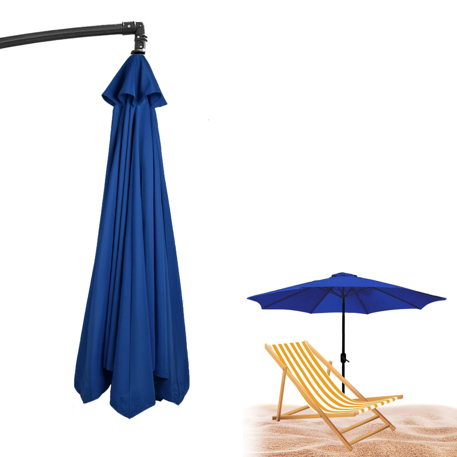 Pink Palm 6.5ft 7.5ft 8.2ft 8.8ft 9.8ft 11.5ft Umbrella Replacement Parasol Canopy, Replacement Fabric Cloth Cover Fit 6/8 Ribs Offset Hanging Umbrella(Sapphire,8ribs-270cm(8.8ft))