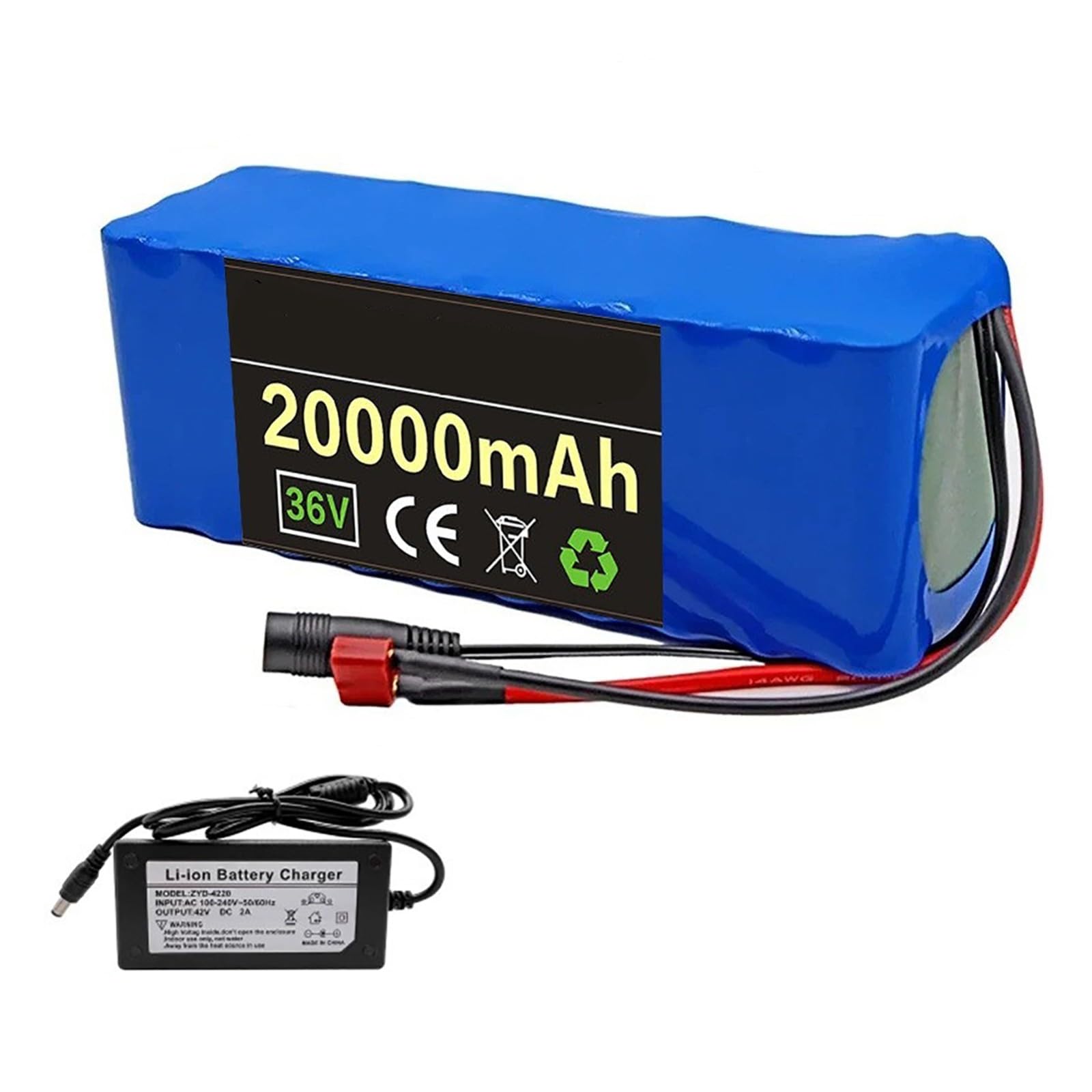 Batería De Iones De Litio para Bicicleta Eléctrica De 36 V Y 20 Ah con Cargador, Resistente Al Agua, para Scooter Y Bicicleta Eléctrica