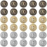 Framendino, 30 Pack Vintage Lion Head Buttons Metal Blazer 20 mm Button for Jacket Coat 3 Colors