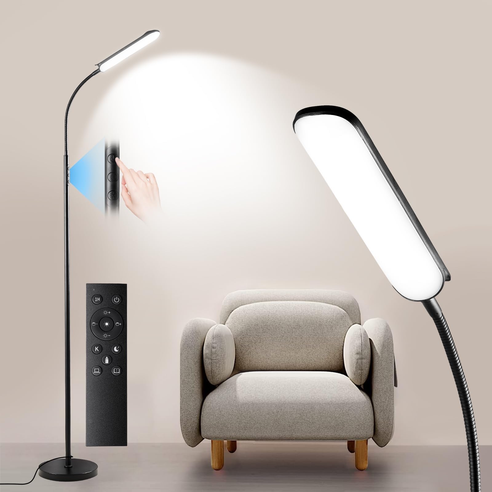 Modern LED Floor Lamp Bright 18W sofa reading Lamps Estheticians' Light ...