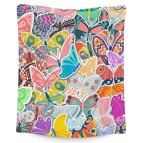 Butterfly Blanket Gifts - 50"x60" Cute Throw for Women, Girls - Colorful Soft Fuzzy Blankets for Bed, Couch & Living Room