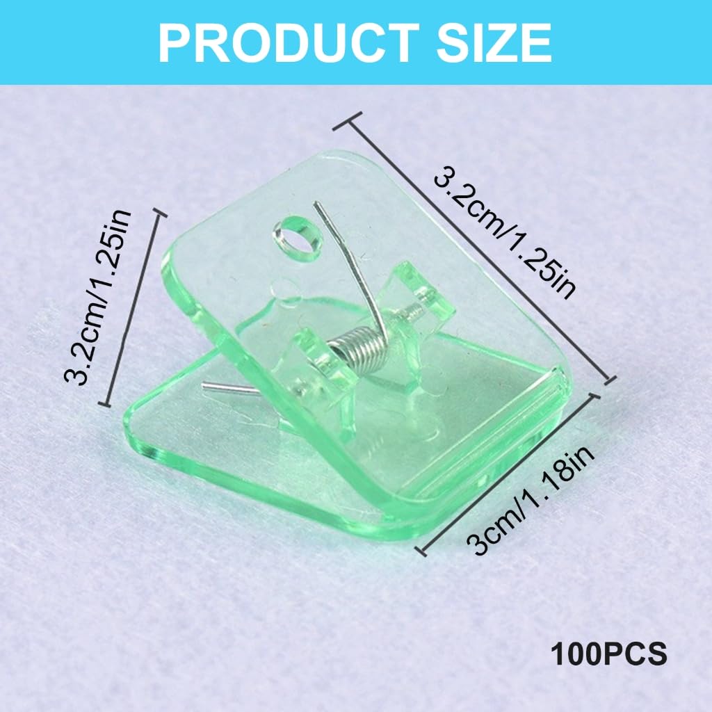 Lot de 100 pinces à papier transparentes carrées colorées pour la maison et le bureau