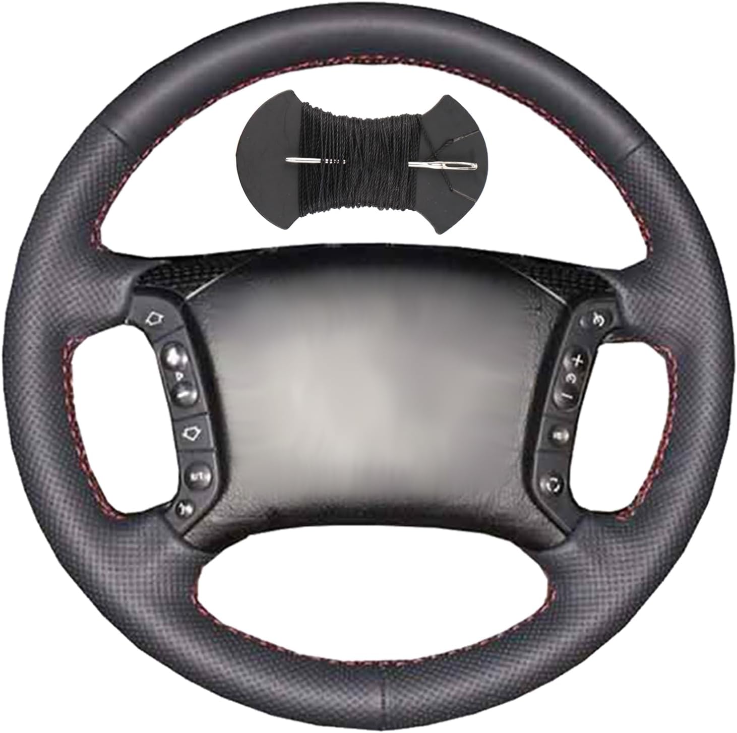 Car Steering Wheel Cover Microfiber Leather Stitch Wheel Wrap Fit for BMW 3 5 Series E36 E46 318i 325i E39 E83 X5 E53,Black