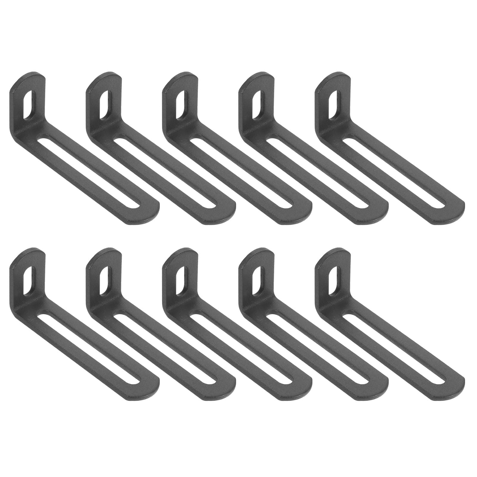 sourcing map 10 Pcs Adjustable Right Angle Brackets, Slotted L-Shape Corner Bracket 80mm, 90 Degree Steel l Bracket Support for Shelves, Wood Furniture Construction, Deep Grey