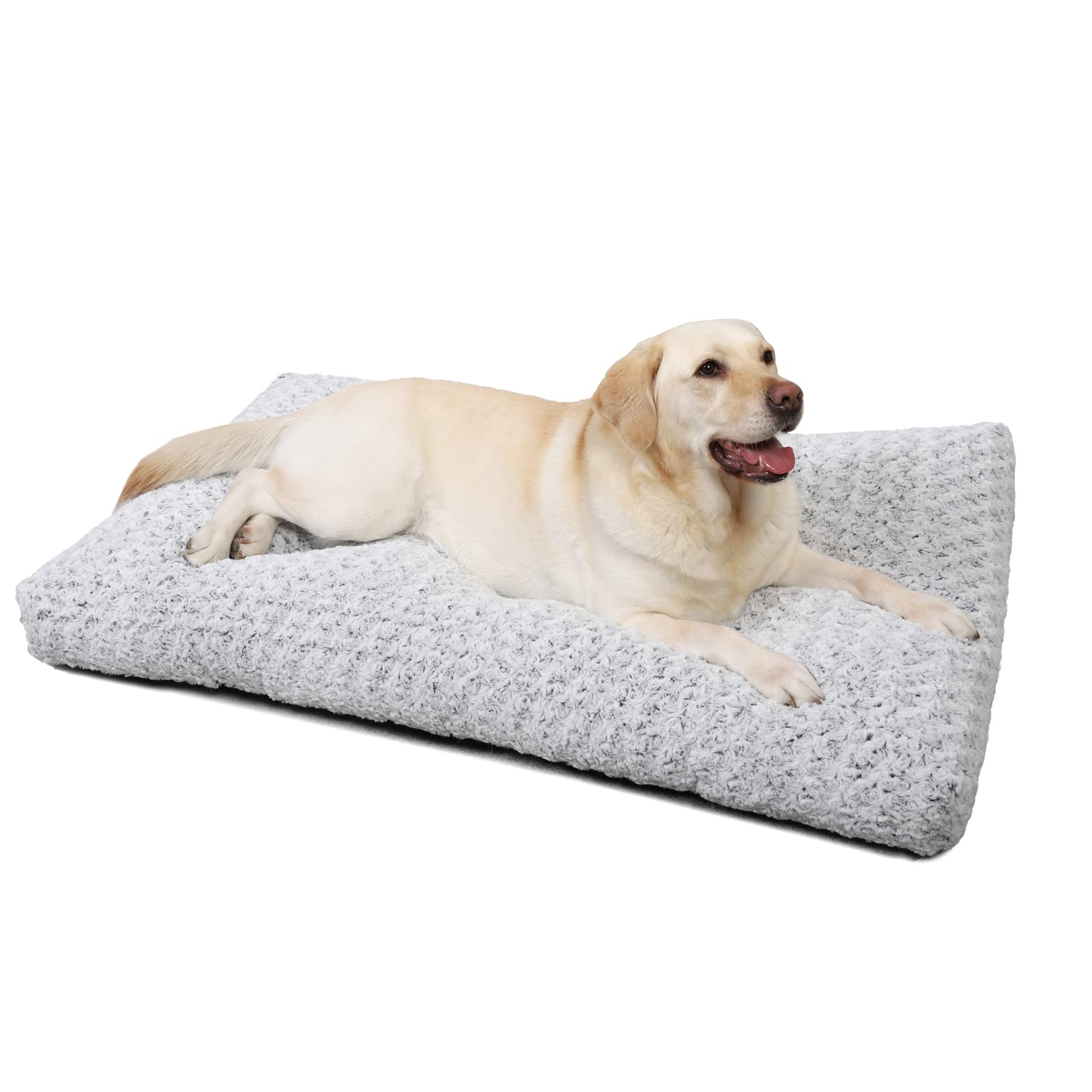 KSIIA Extra Large Dog Bed Washable, XXL Calming Crate Mattress with Non Skid Bottom, Fluffy Anti Anxiety Dog Beds, Pet Pillow Cushion, Light Grey, 122x74x10cm โ image 1