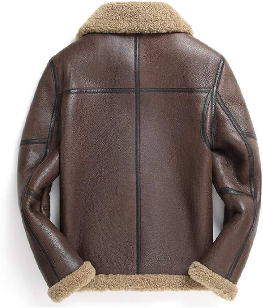 Shearling Coat Mens B3 Bomber Jacket Brown Leather Jacket Short Shearling Coat Mens B3 Bomber Jacket Brown Leather Jacket Short