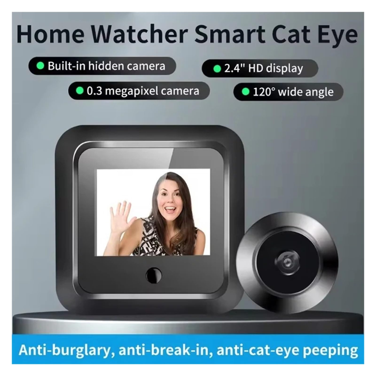Spioncino da 2,4 pollici 120 ° Smart Digital Door Viewer Camera Security (con scheda da 128 GB)