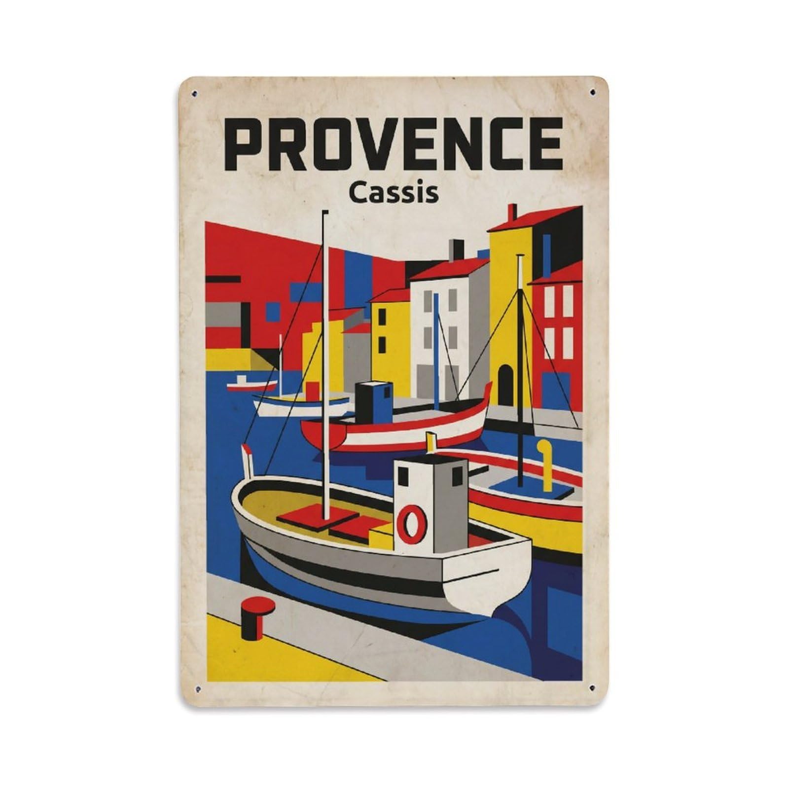 Gead 8X12inch Style Vintage Travel Provence Cassis Harbor Metal Tin Sign