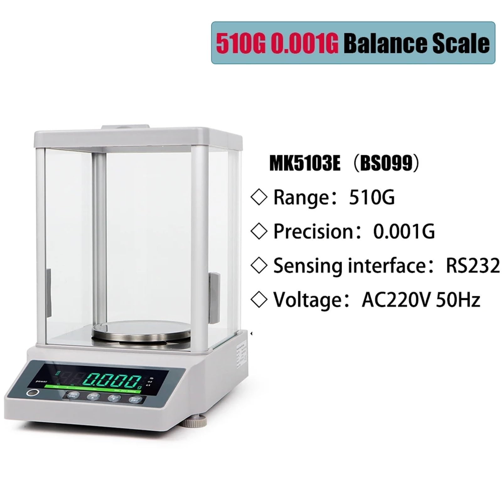 Básculas digitales de laboratorio, Báscula electrónica de laboratorio, balanza analítica de precisión de 0,001 g, báscula de precisión for joyería y cocina.(510G 0.001G)