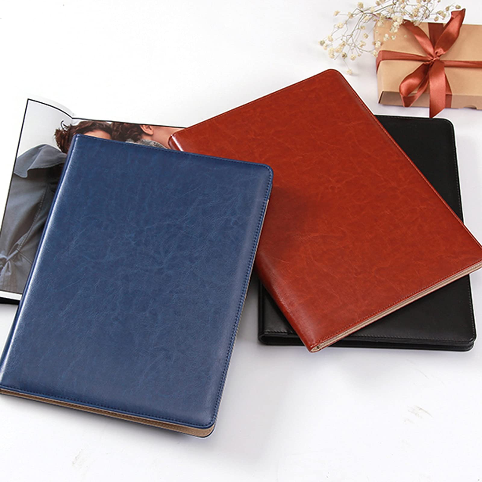 Carpeta Cartella multifunzionale Business Business Pieghevole Cover Appunti Appunti Riunione Scrittura Rapporto Rapporto con supporto penna per ufficio, business-5 pezzi Carpeta expandible