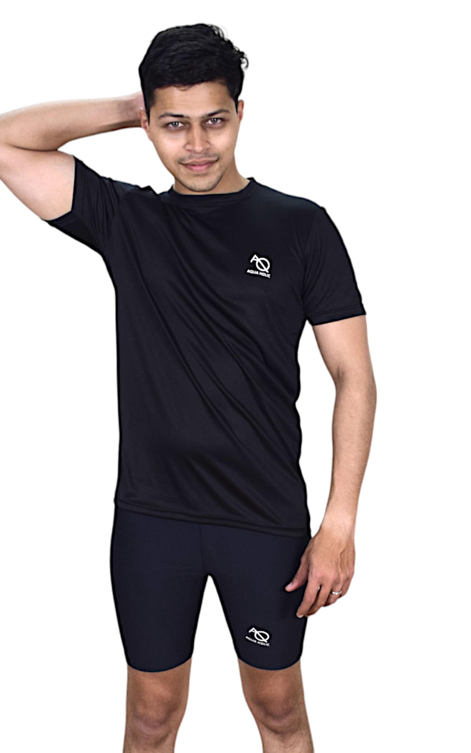 Swimwear | Swimsuit | Swimming Costume | T-Shirt & Shorts for Men (L, Black-Black)-image-38