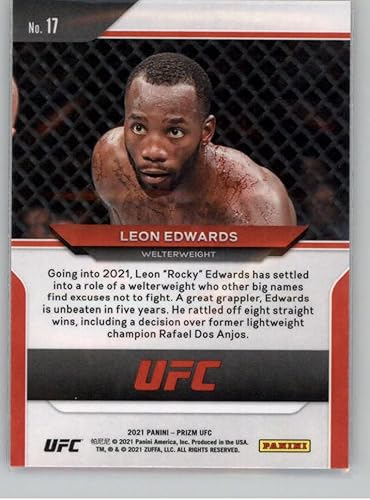 Miniatura 2 de 2021 Panini Prizm UFC MMA #17 Leon Edwards Welterweight Vertical Official Mixed Martial Arts Trading Card in Raw (NM or Better) Condition