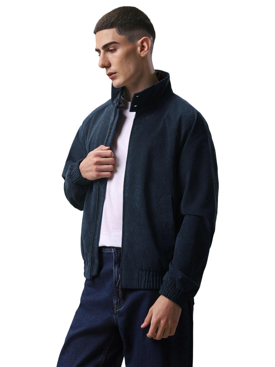 solid regular fit polyester jacket
