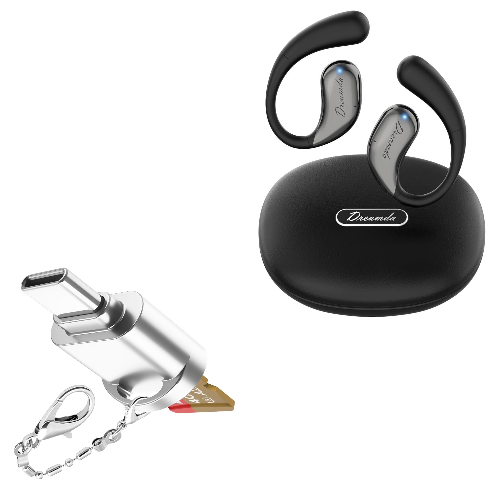 BoxWave Adapter Compatible with Dreamda LAX-10 Language Translator Earbuds - Micro SD Card miniReader, USB Type-C OTG Reader USB3.0 Adapter Keychain - Metallic Silver