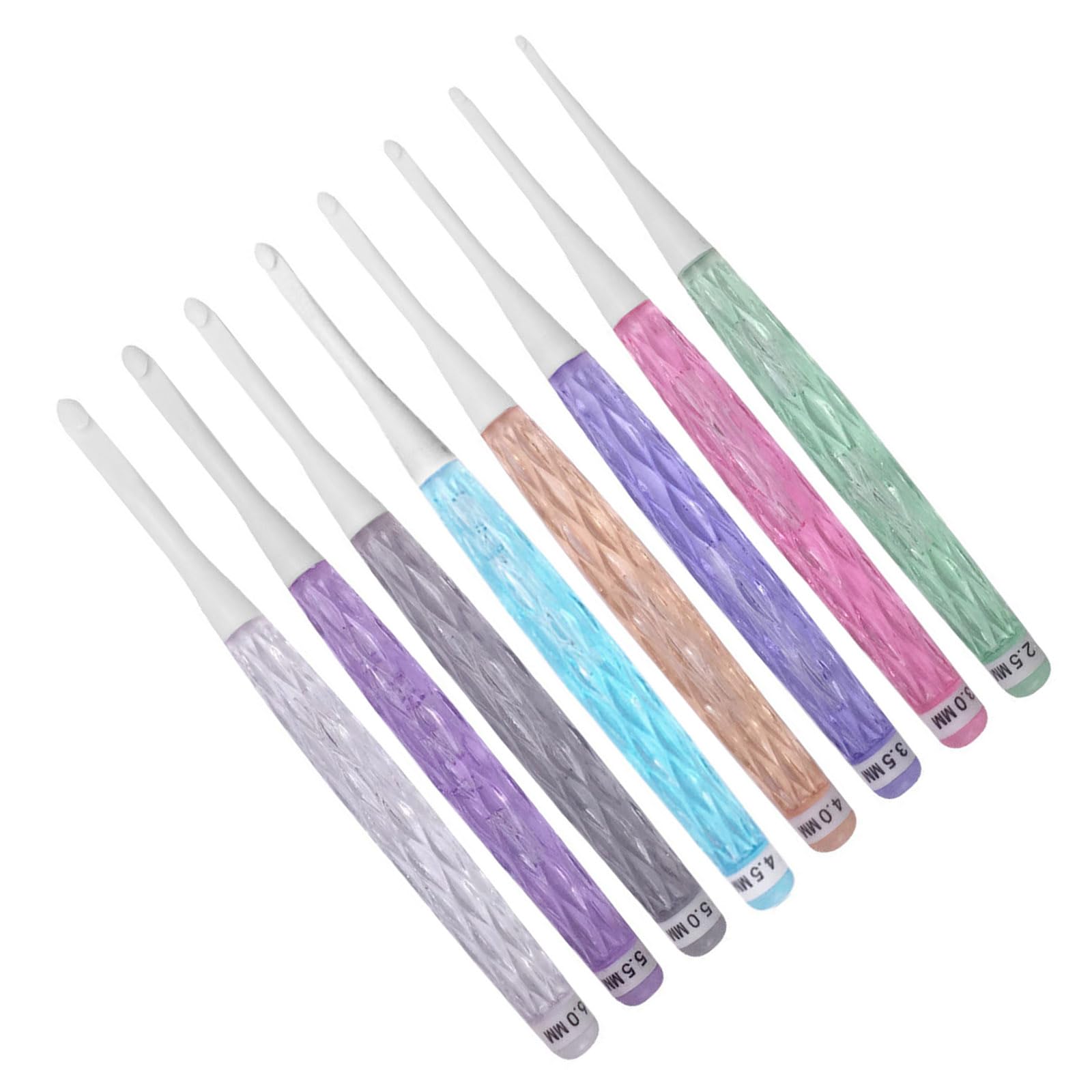 Kalttoy 8Pcs Ergonomic Crochet Hook for Experienced Hobbyist 2.5-6.0mm Ergonomic Crochet Needle for Sweater Scarf Hat Hook Set