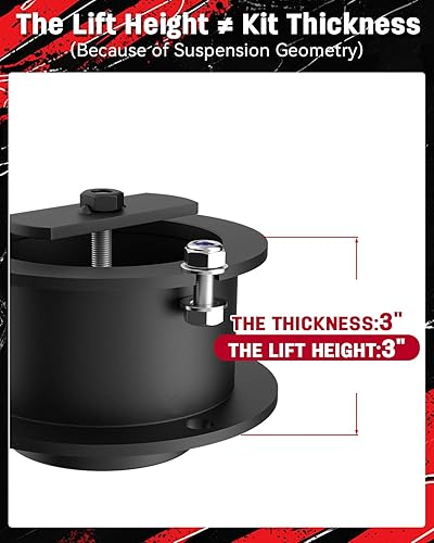 Miniatura 6 de Richeer Kit de elevación de nivelación delantera de 3 pulgadas para ram 2500 4WD 2014-2024, Ram 3500 4WD 2013-2024, espaciadores de puntal de