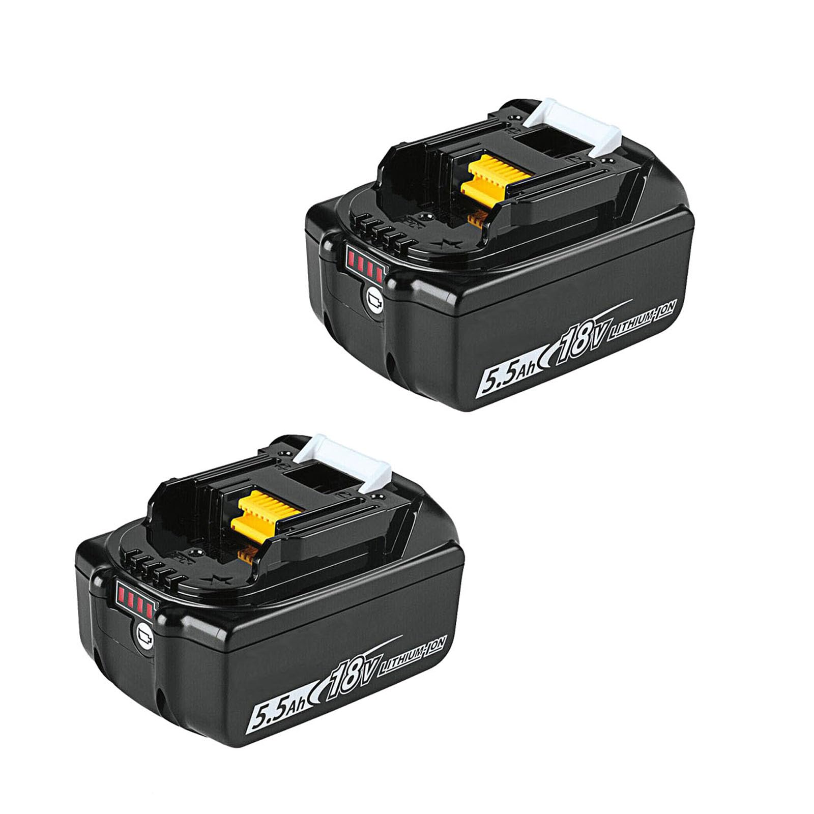 2 Pack 18V 5.5Ah Li-lon Akku,Replacement for 18V BL1830 BL1850 BL1850B BL1860 BL1860B,2 x 5500mAH Batteries with LED Indicator