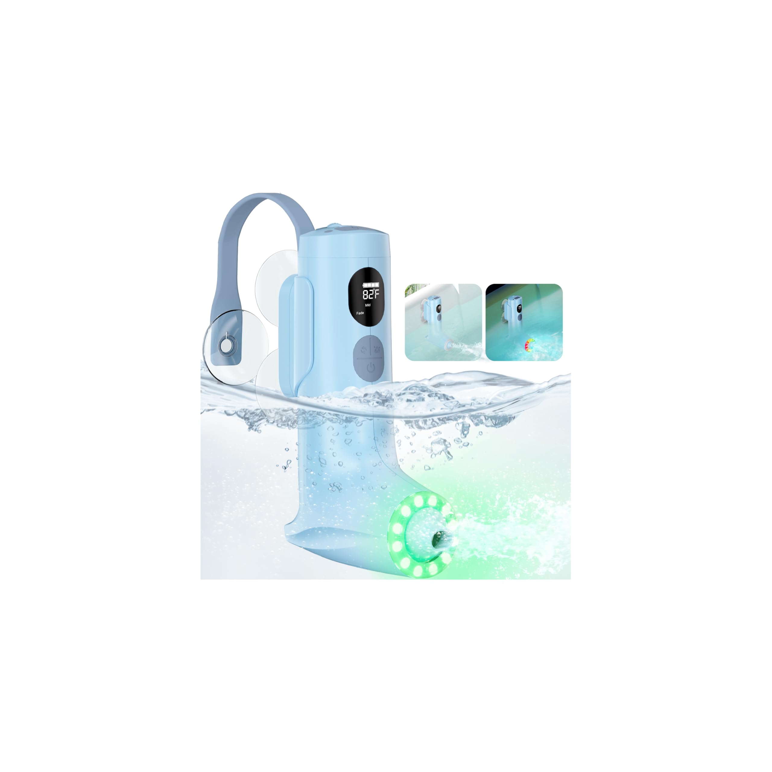 Photo 1 of Derosko Bath Jets for Tub, Portable Bathtub Jets with Jet & Bubble Mode, 360° Rotatable Nozzle Bath Jet Spa for Bathtub, Suction Cup 7 RGB Light Bathtub Spa Machine, Gift for Women(Blue)