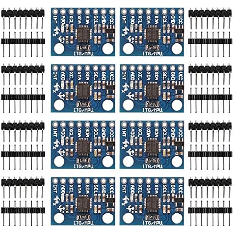 ALMOCN GY-521 MPU-6050 3-Achsen-Gyroskop und 3-Achsen-Beschleunigungsmesser, 6DOF-Sensor-Modul, 16 Bit AD-Konverter, Datenausgang IIC I2C für Arduino, 8 Stück Cover