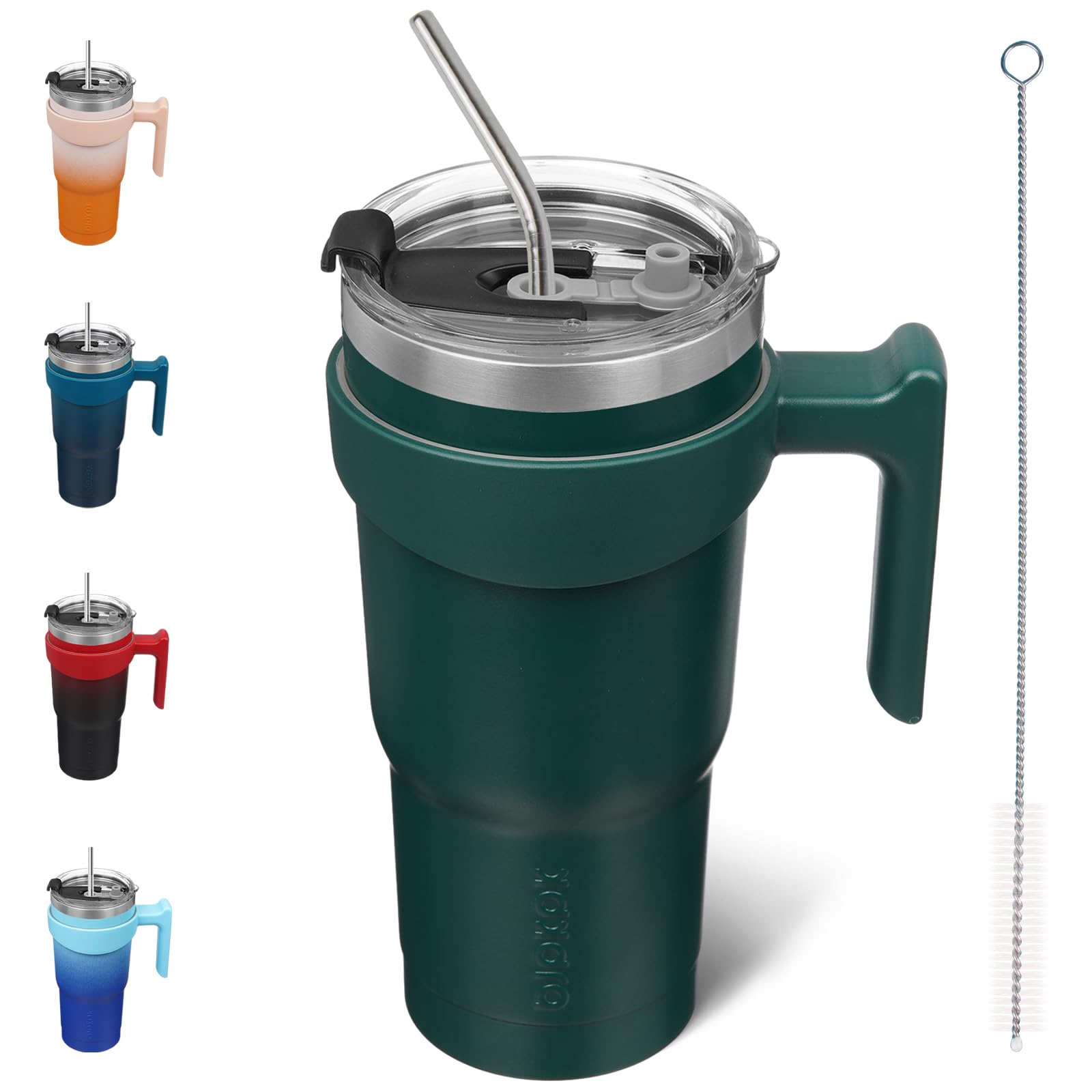 BJPKPK 20 oz Tumbler With Handle Stainless Steel Insulated Tumbler With Lid And Straw Travel Coffee Cups For Women And Men,Army Green
