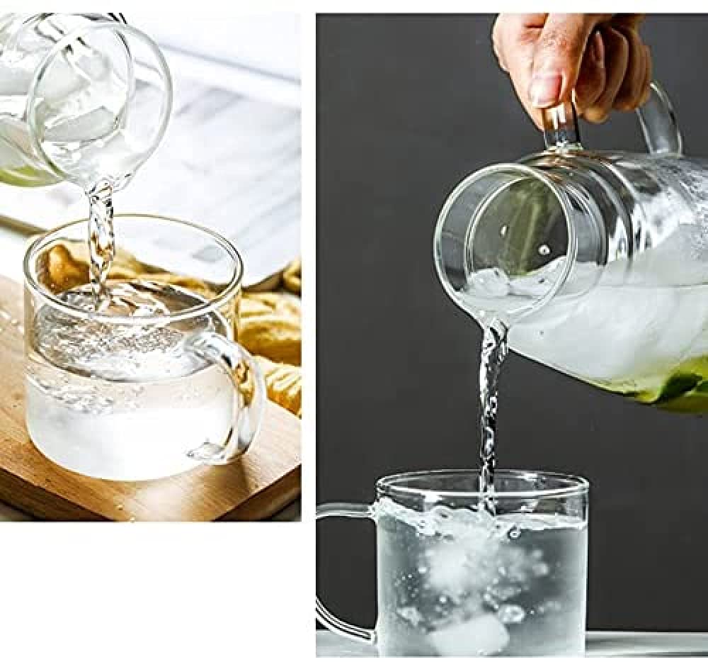 Großer Glaskrug Mit Griff Und Deckel, Glas-Kaltwasserkocher,Versiegelte Karaffe Mit Silikon-Dichtring Für Milch, Saft, Hausgemachte Getränke-1.5L