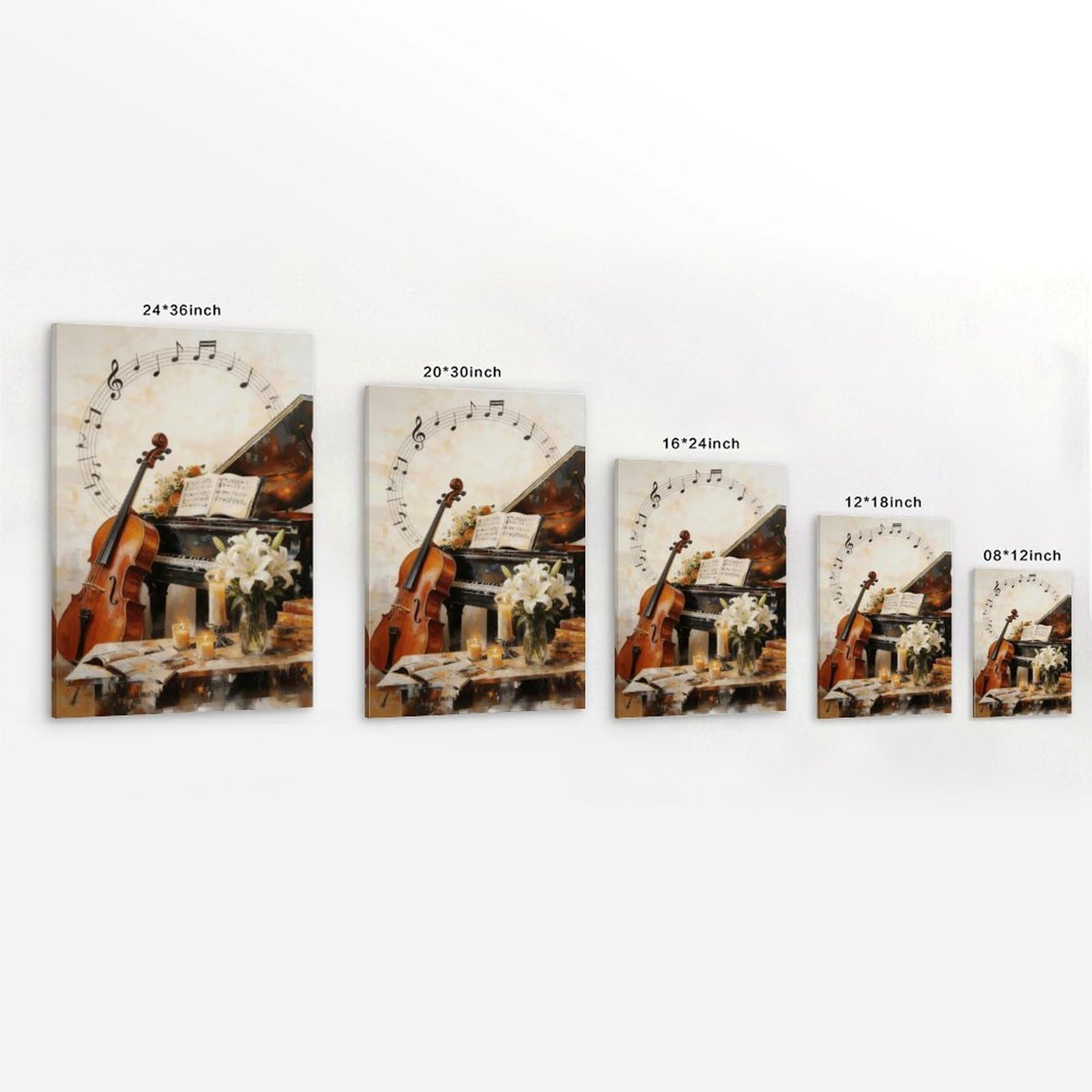 Poster su tela, decorazione artistica da parete con pianoforte, violino, musica a tema jazz, stampa artistica su tela moderna per soggiorno, bagno, camera da letto, casa, 60 x 90 cm
