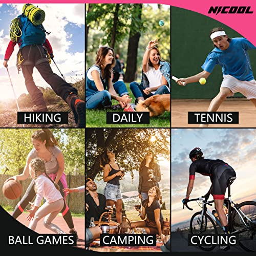 Nicool Pink Cycling Socks For Women, Mens Running Compression Socks Cushioned Padded Breathable Tennis Baseball Workout Crew Socks 3 Pair, Pink #TOP4