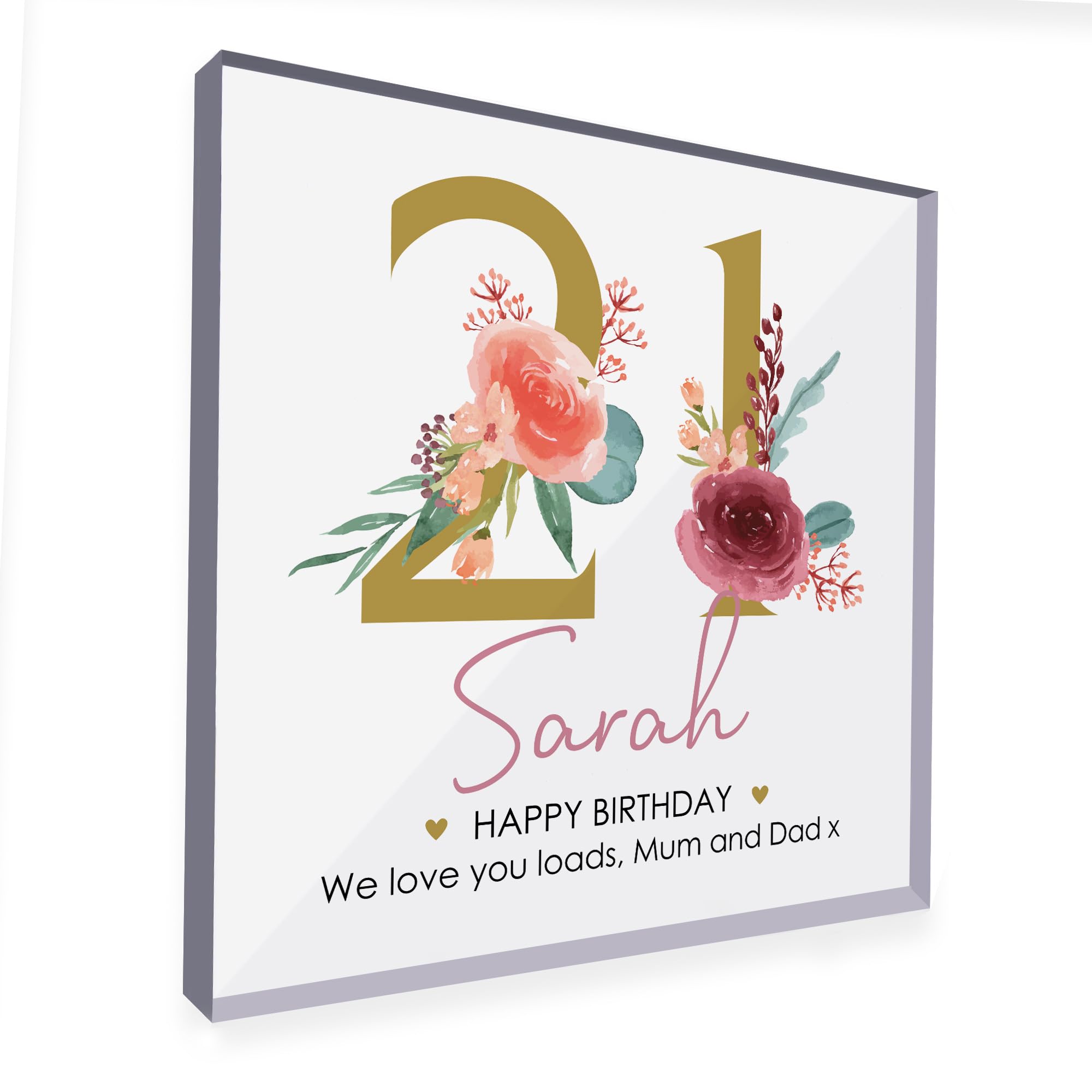 Red Ocean PERSONALISED 21st Birthday Gifts Girls Daughter Her Clear Block Keepsake 21st Birthday Gifts Daughter Best Friend