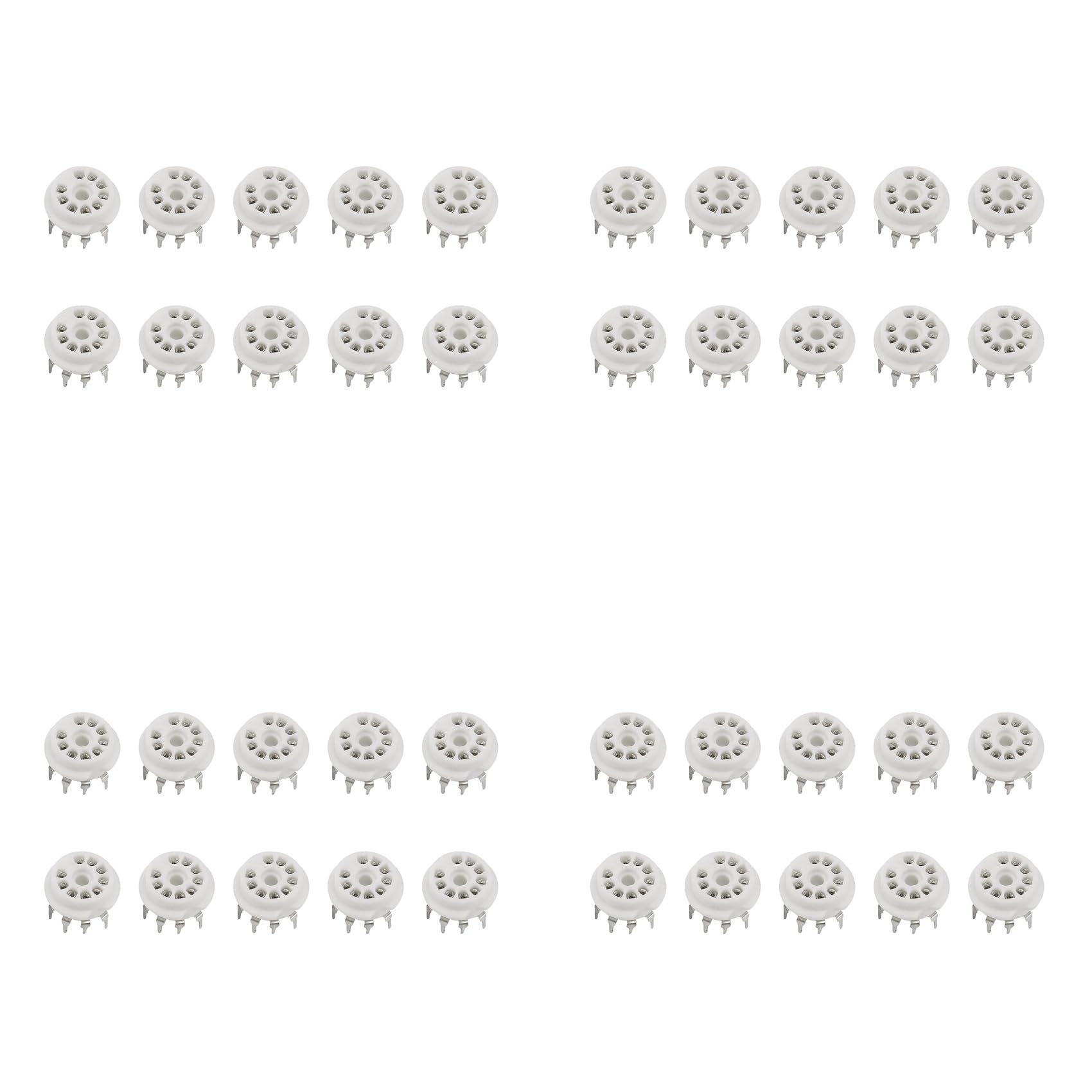 Jnchdghwa Silver 40Pcs Pcb 9Pin Ceramic B9a Vacuum Tube Socket Audio Hifi Diy Amps For 12Ax7 12Au7 12At7 Ecc81 Ecc82 Ecc83 -Plated