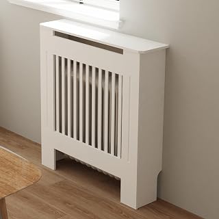 FATIVO Heizkörperverkleidung 101×78×19cm Hohe Heizkörperabdeckung Vertikal Lamell Holz Weiß aus MDF lackiert Landhausstil Heizungsverkleidung Hoch für Schlafzimmer Wohnzimmer Büro Heizkörper Abdeckung