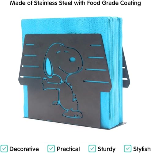 Miniatura 9 de Finex Peanuts Snoopy - Servilletero de acero inoxidable para perro blanco para el hogar, RV, cámper, cocina, mesa, fiesta, restaurante (rojo)
