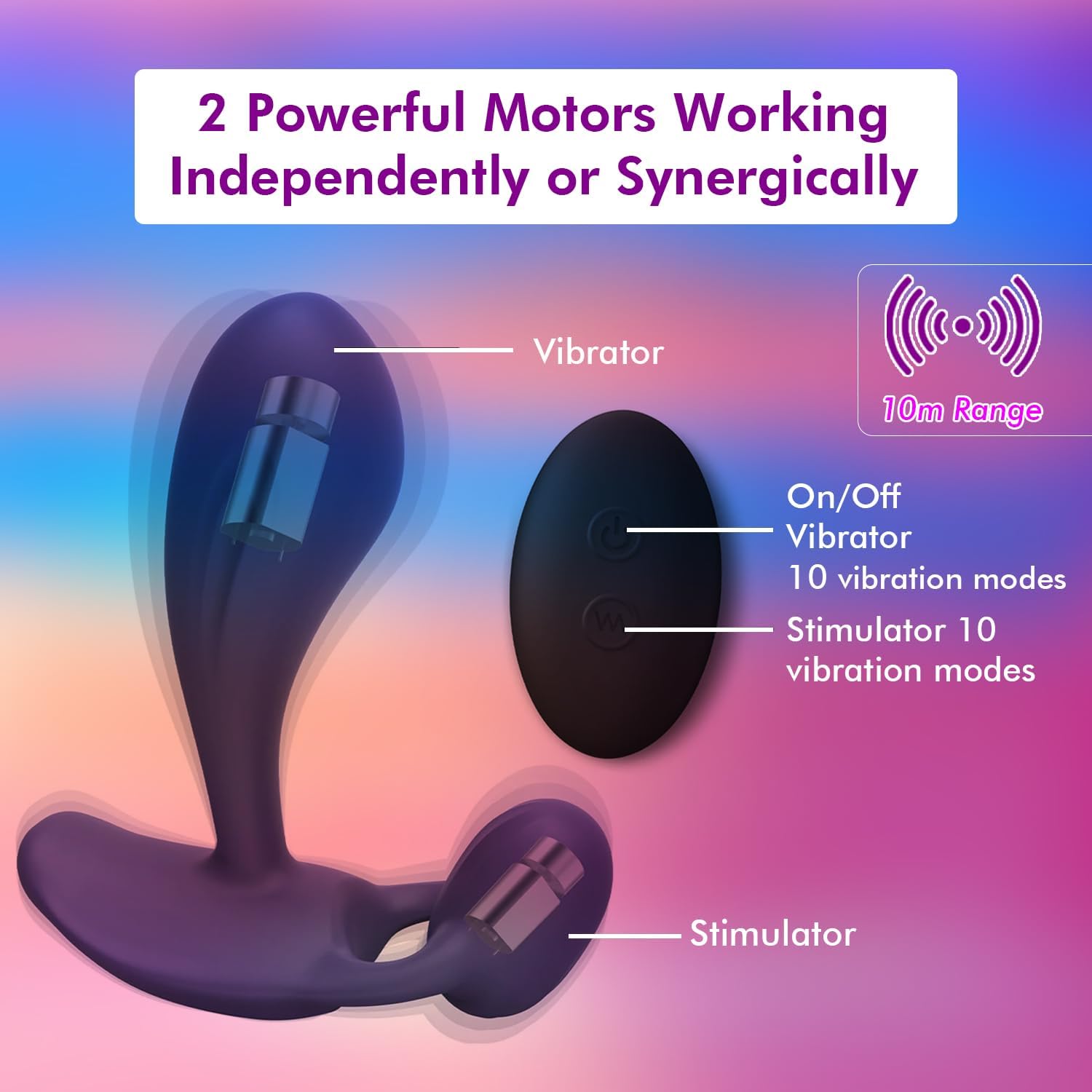 Love To Love Witty Anal Vibrator Prostate Massager - Remote Control Stimulator for P & G Spot Vibrator - 100% Liquid Silicone and Powerful Motors - Prostate Stimulor Anal Toy - Midnight Indigo