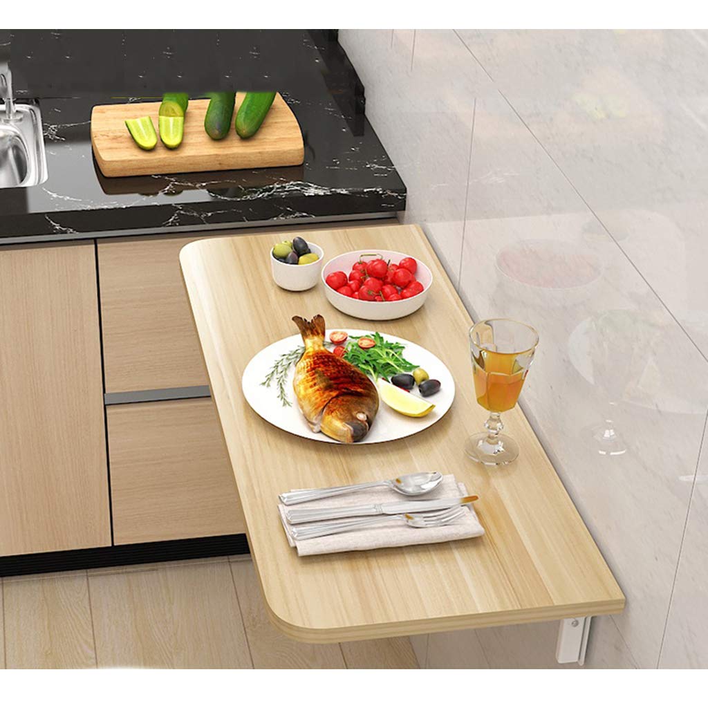 Table pliante suspendue en bois, bureau convertible et modulable pour petit espace