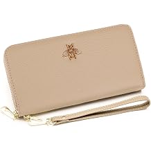 Genuine Leather Wallet Wristlet,Clutch Purses for Women,Phone WalletKhaki | Wristlet Wallet with Credit Card Holder, Wrist Strap, Zip Coin Pocket, Water-resistant Long Wallet for Daily Party Gifts