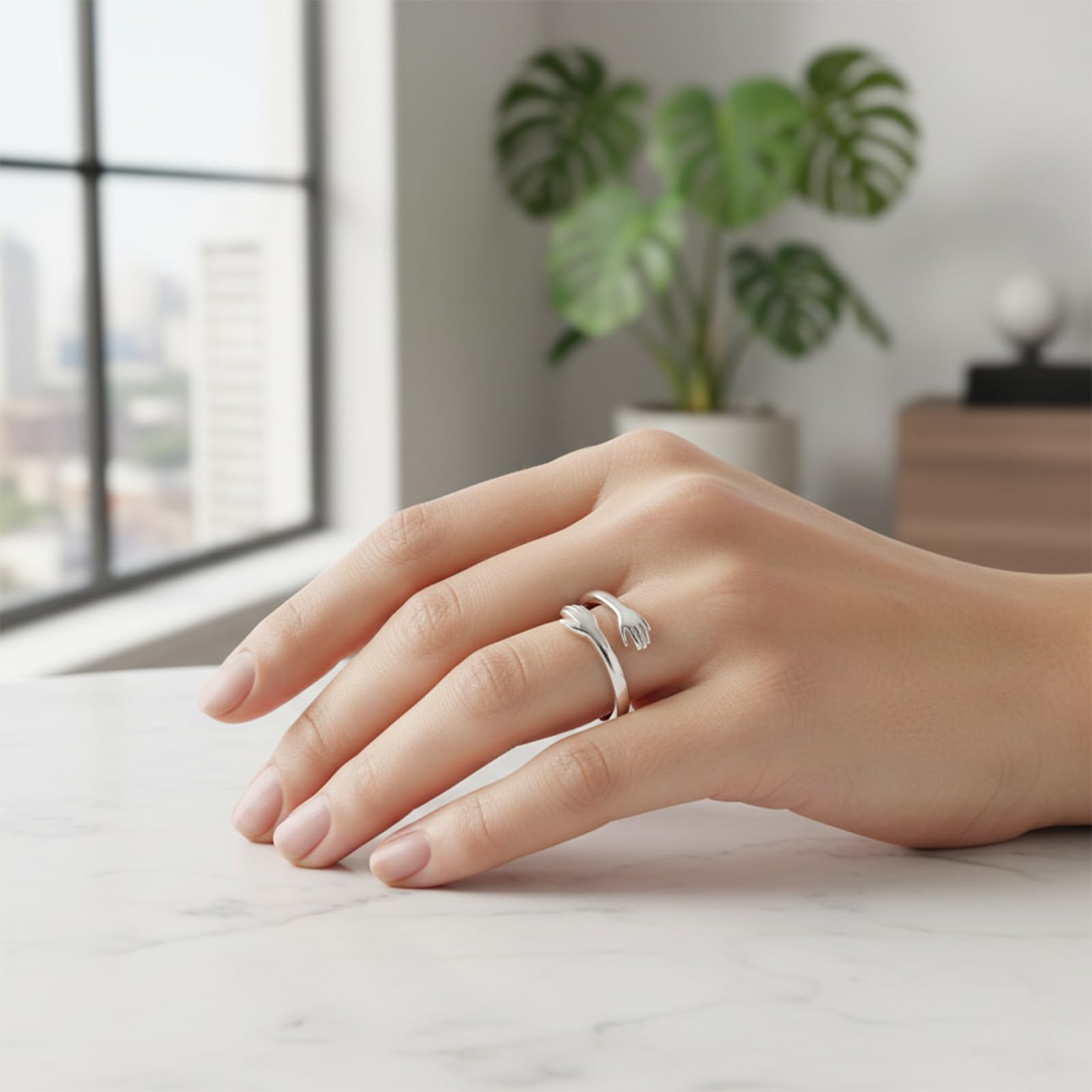 Granddaughter Daughter Hug Ring for Hope Rings, Stainless Steel Hug Rings for Women With Always With You Message, Adjustable Non Tarnish Jewelry Birthday Gift Card