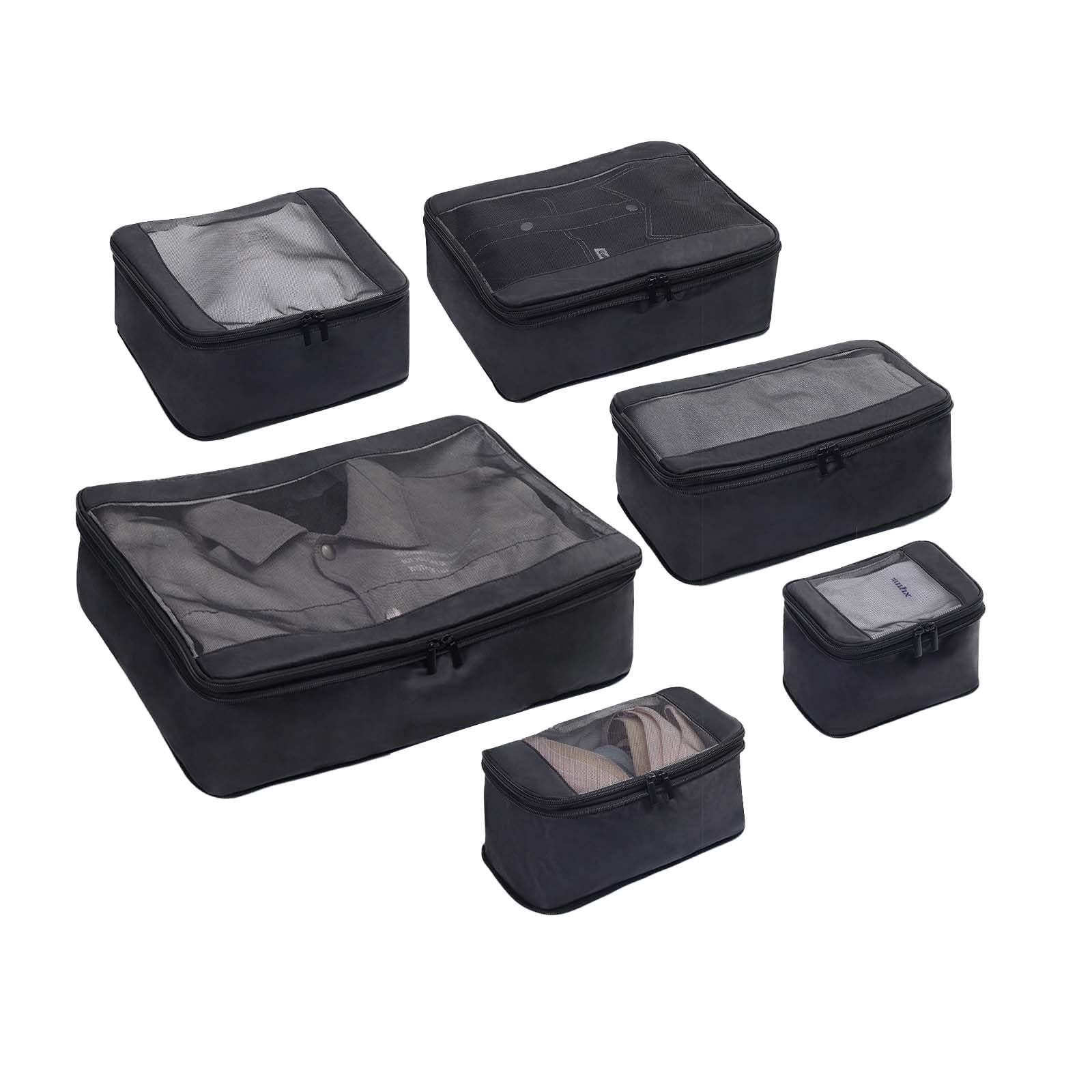 GOTENTIFYGotentify Compression Packing Cubes for Travel Luggage Packing Organizer Set, 6 PCS，Expandable Cubes for Suitcases, for Travel Essentials Bag or Home Storage (Black, 6Pcs)