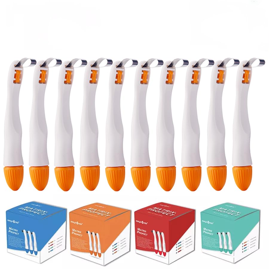 Dental Matrix Bands 4.5/6MM Proformed Matrix System Standard/Curved Disposable Matrices Adjustable Metal Matrix Ring (4.5MM Standard 10PCS)