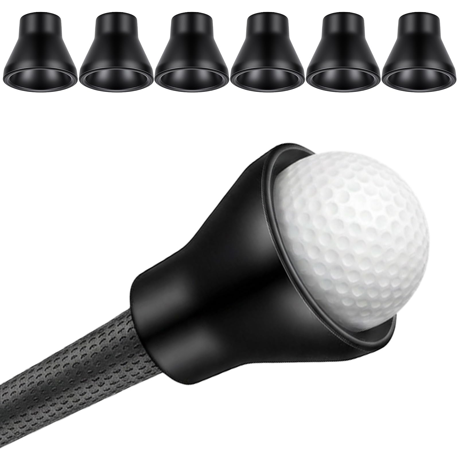 Xinjoduz 6 Pcs Golf Ball Retriever Set, Golf Ball Picker Upper for Putter, Durable GolfBall Grabber Tool, Easy-Install GolfBall Retriever for Putter, Portable Golfs Grip Removal Tool