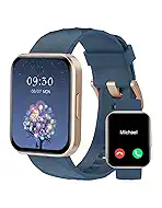 RUIMEN Smart Watches for Women Men (Answer/Make Calls) Compatible with iPhone/Android Phones, 1.85" HD Screen Fitness Tracker Heart Rate Monitor 100+ Sports Tracker Watch Waterproof (Blue)