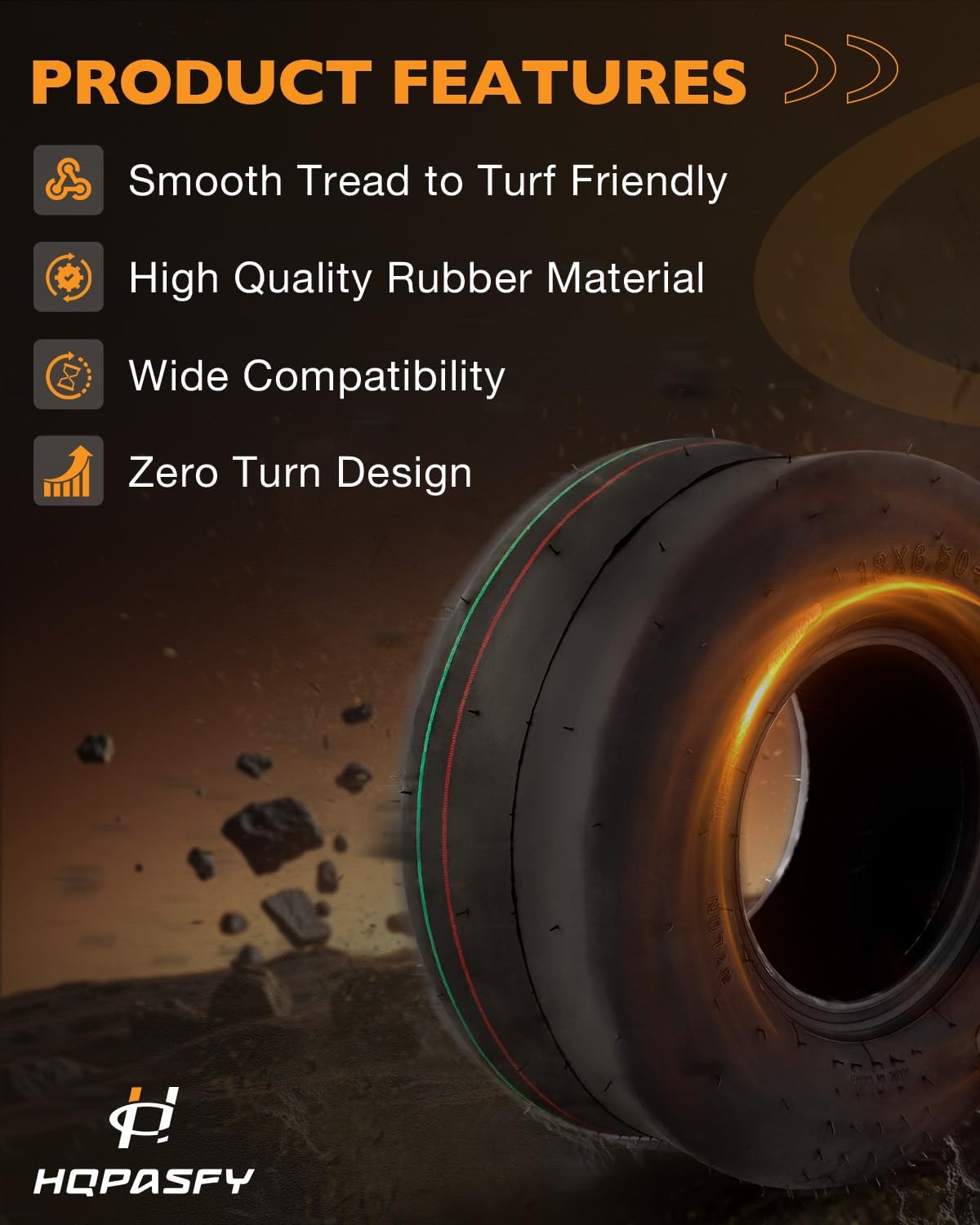 HQPASFY 2 Pack 13x6.50-6 Tubeless Lawn Mower Tires, Replacement 13x6.5-6 Zero Turn Smooth Turf Tires Garden Tractor Riding Lawn Mower Farm Equipment, 4Ply