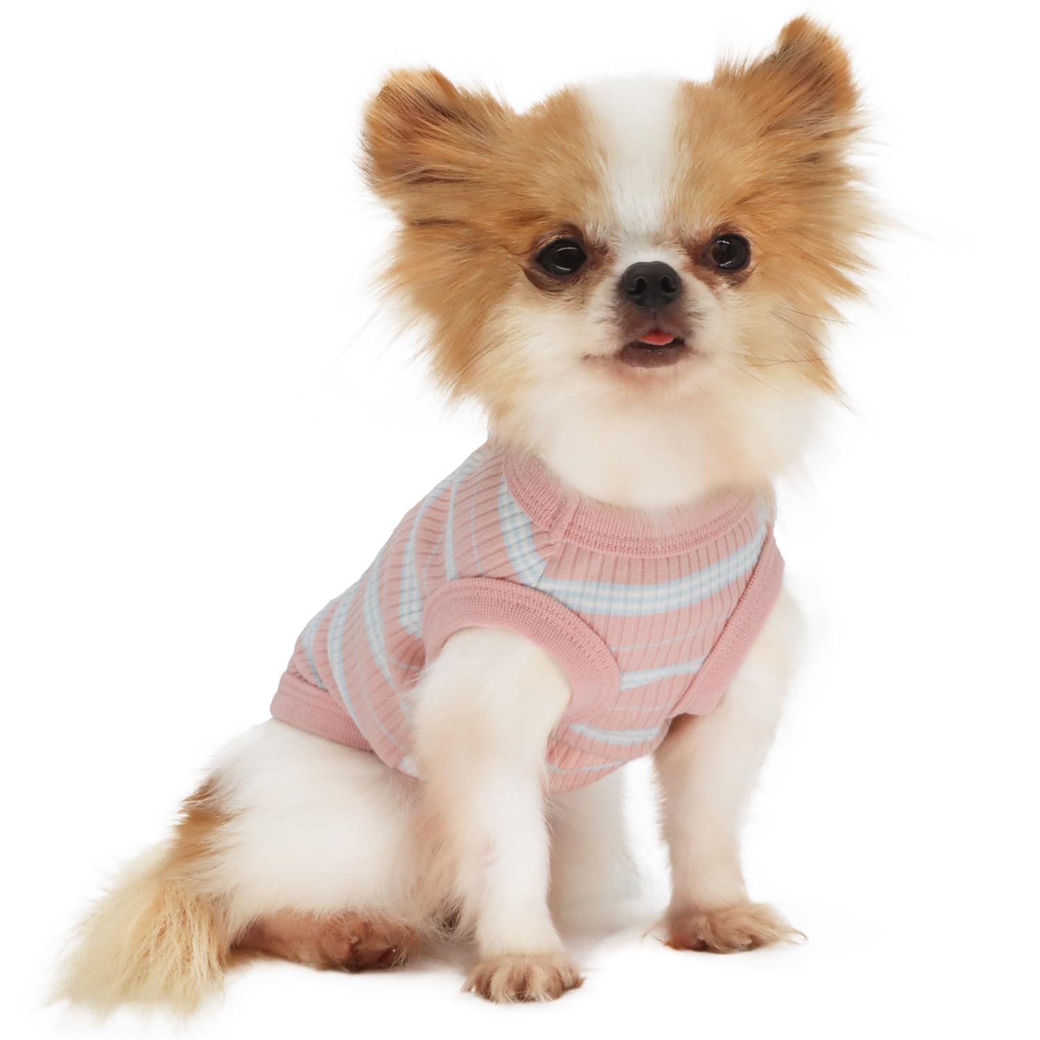 LOPHIPETS 100% Cotton Rib Dog Shirt Vest for Small Dogs Chihuahua Puppy Clothes Tank Tee-Light Pink/L