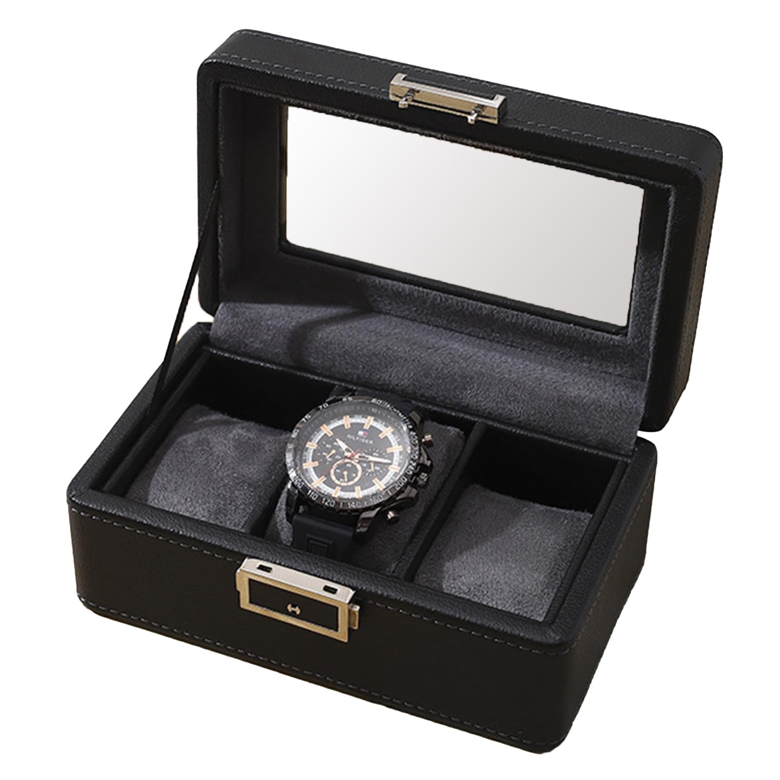 Mllepjdh Sophisticated Jewelry Chest with Plush Lining Compact Travel Jewelry Box Watch Display Holder for Organizing Adornment Lockable Chest