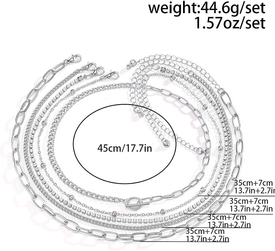 Rrdaily Trendy Gold Stackable Choker Necklace Set for Women Layered Paperclip Beaded Chain Link Necklaces OT Buckle Necklaces Jewelry Accessories - Image 2