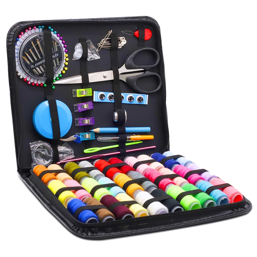 HASTHIP® Sewing Kit 126pcs Needle and Thread Kit 30 Large Cotton Thread