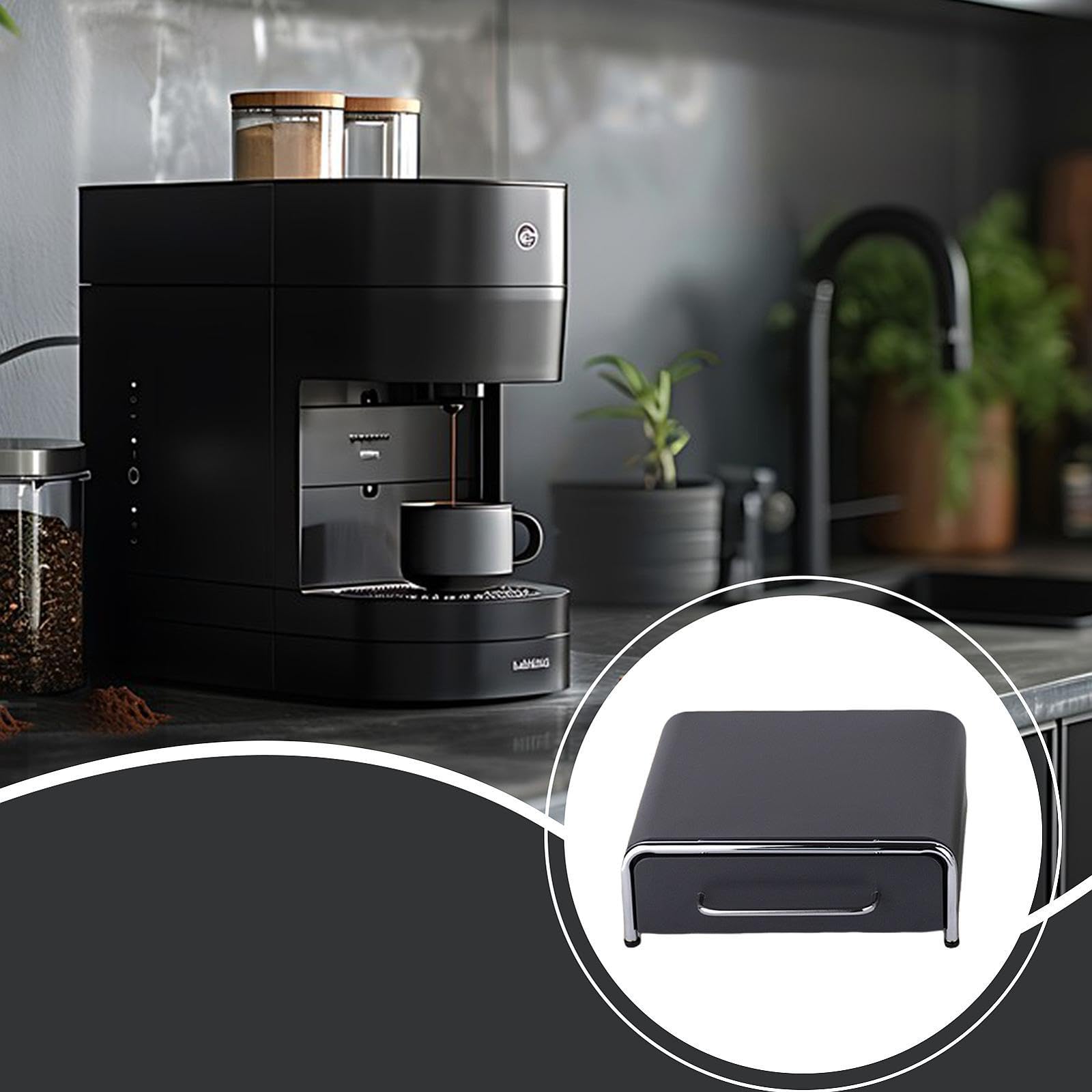 Uchwyt dozownika kapsułek do kawy, solidny metalowy organizer kuchenny do Nespresso i Gusto, biurko i blat, czarny, szary, 45 x 42 x 11 cm rozwiązanie do przechowywania kapsułek