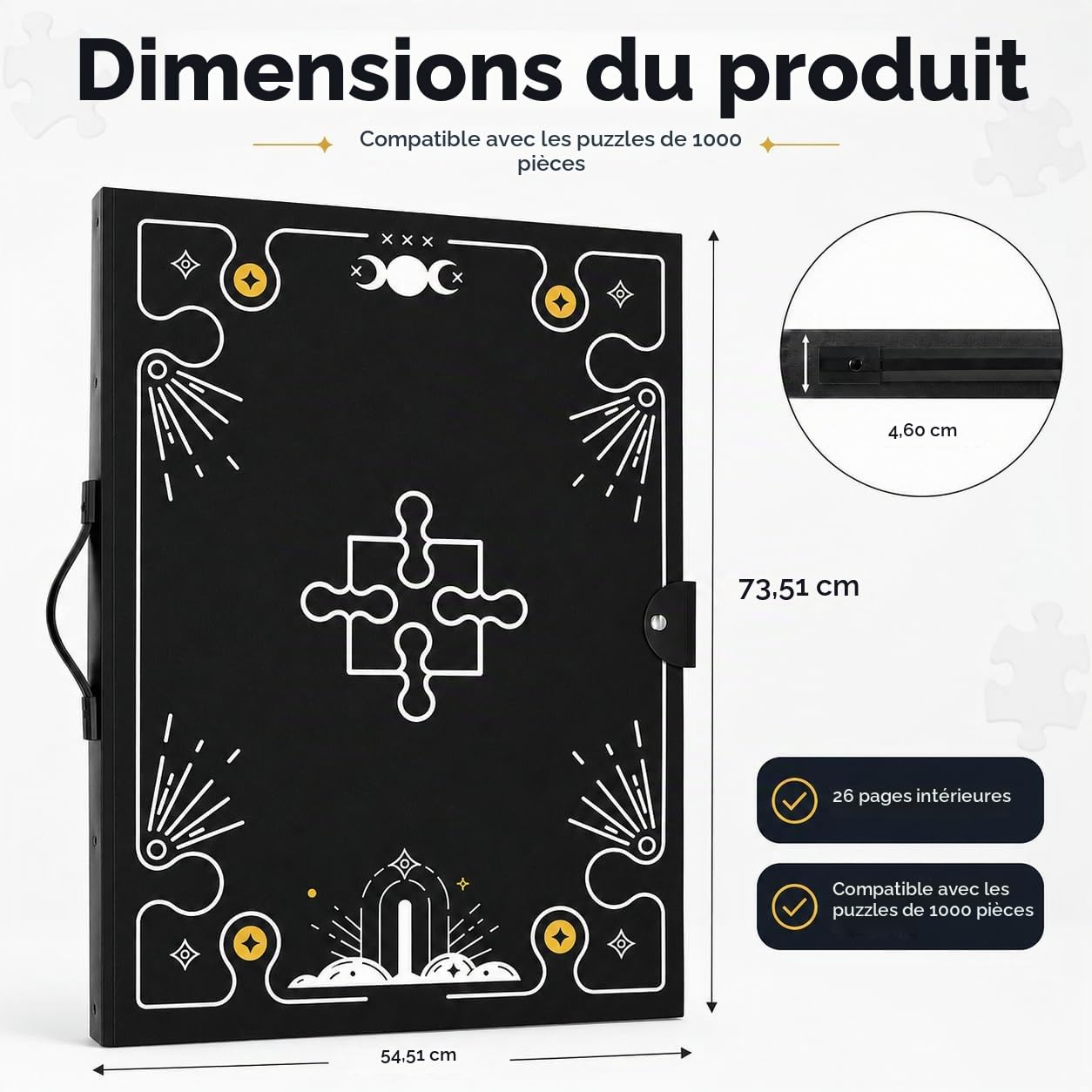 Rangement Puzzle, Classeur de Puzzles pour 1000 pièces, Organiseur Portable de Grande capacité, 26 Poches, Accessoire Puzzle, Protection Anti-poussière