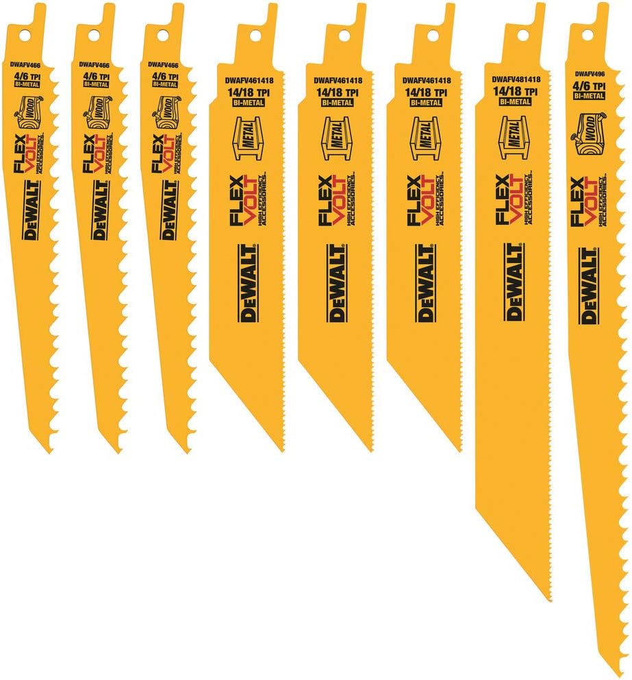 DEWALT DWAFV48SET FLEXVOLT Reciprocating Saw Blade Set, 8 Piece