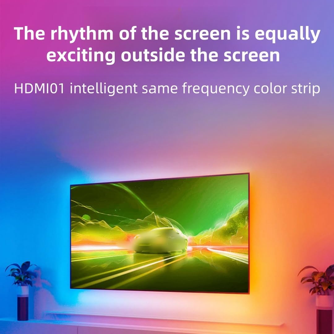 Bande lumineuse led pour tv bande lumineuse synchronisation intelligente avec l'écran capture automatique couleur précise réglages APP atmosphère l'ordinateur bande lumineuse synchronisation(55-70 inc